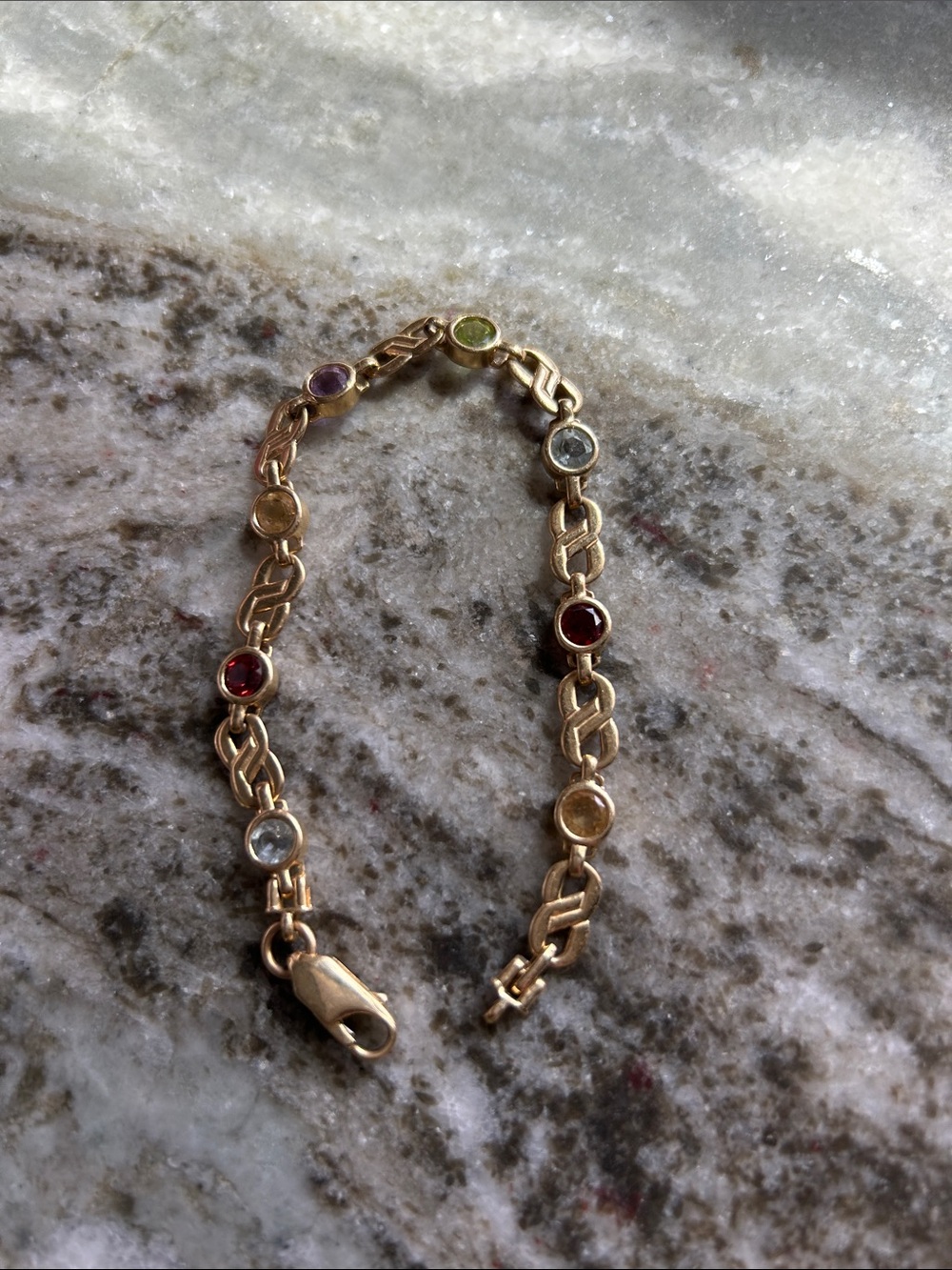 Stunning GEMSTONE BRACELET Gold Bracele with multi colored Gems